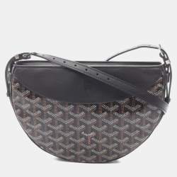 Pre Owned Goyard Hirondelle Shoulder Bag Coated Canvas And Leather Black Multicolor