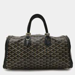 Pre Owned Goyard Croiseur 40 Handbag Herringbone Pattern Pvc Black And Brown