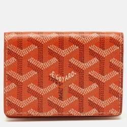 Pre Owned Goyard Malesherbes Orange Goyardine Coated Canvas Card Holder  