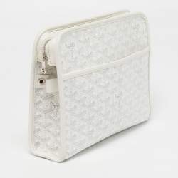 مملوكة مسبقًا Goyard Jouvence MM White Goyardine Coated Canvas and Leather Toiletry Bag