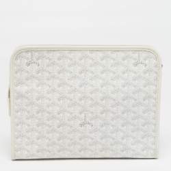 مملوكة مسبقًا Goyard Jouvence MM White Goyardine Coated Canvas and Leather Toiletry Bag