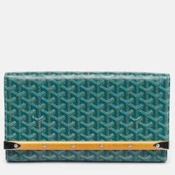 Pre Owned Goyard Monte Carlo Bois Green Goyardine Coated Canvas and Leather Clutch