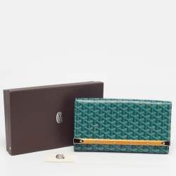 Pre Owned Goyard Monte Carlo Bois Green Goyardine Coated Canvas and Leather Clutch