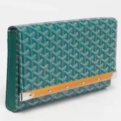 Pre Owned Goyard Monte Carlo Bois Green Goyardine Coated Canvas and Leather Clutch
