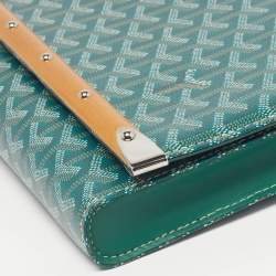 Pre Owned Goyard Monte Carlo Bois Green Goyardine Coated Canvas and Leather Clutch