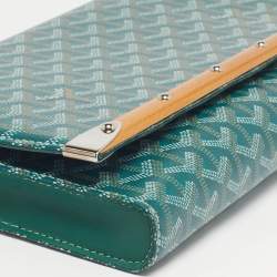Pre Owned Goyard Monte Carlo Bois Green Goyardine Coated Canvas and Leather Clutch