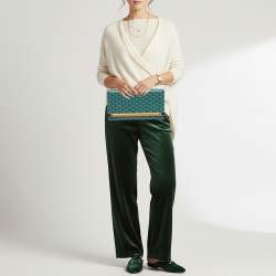 Pre Owned Goyard Monte Carlo Bois Green Goyardine Coated Canvas and Leather Clutch