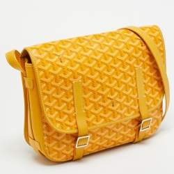 مملوكة مسبقًا حقيبة سرج جويارد بيلفيدير وسطي كنفاس مغطى نقشة جوياردين أزرق وجلد