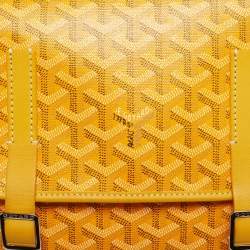 مملوكة مسبقًا حقيبة سرج جويارد بيلفيدير وسطي كنفاس مغطى نقشة جوياردين أزرق وجلد