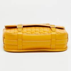 مملوكة مسبقًا حقيبة سرج جويارد بيلفيدير وسطي كنفاس مغطى نقشة جوياردين أزرق وجلد