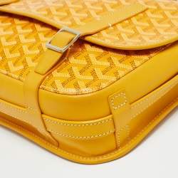 مملوكة مسبقًا حقيبة سرج جويارد بيلفيدير وسطي كنفاس مغطى نقشة جوياردين أزرق وجلد