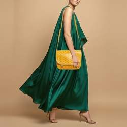 مملوكة مسبقًا حقيبة سرج جويارد بيلفيدير وسطي كنفاس مغطى نقشة جوياردين أزرق وجلد