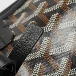 Pre Owned Goyard Saint Louis PM Black Goyardine Coated Canvas and Leather Tote