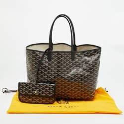 Pre Owned Goyard Saint Louis PM Black Goyardine Coated Canvas and Leather Tote