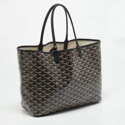 Pre Owned Goyard Saint Louis PM Black Goyardine Coated Canvas and Leather Tote