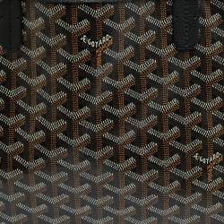 Pre Owned Goyard Saint Louis PM Black Goyardine Coated Canvas and Leather Tote