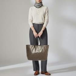 Pre Owned Goyard Saint Louis PM Black Goyardine Coated Canvas and Leather Tote