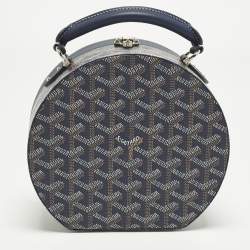 Pre Owned Goyard Alto Hatbox Trunk Navy Blue Goyardine Coated Canvas and Leather Top Hanlde Bag