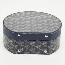Pre Owned Goyard Alto Hatbox Trunk Navy Blue Goyardine Coated Canvas and Leather Top Hanlde Bag