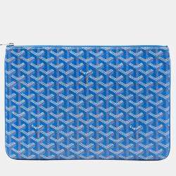 Pre Owned Goyard Blue Goyardine Senat MM
