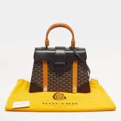Pre Owned Goyard Saigon MM Black Goyardine Coated Canvas and Leather Top Handle Bag