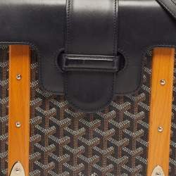 Pre Owned Goyard Saigon MM Black Goyardine Coated Canvas and Leather Top Handle Bag