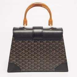 Pre Owned Goyard Saigon MM Black Goyardine Coated Canvas and Leather Top Handle Bag