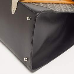 Pre Owned Goyard Saigon MM Black Goyardine Coated Canvas and Leather Top Handle Bag