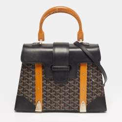 Pre Owned Goyard Saigon MM Black Goyardine Coated Canvas and Leather Top Handle Bag