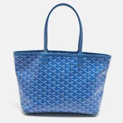 Pre Owned Goyard Artois PM Blue Goyardine Coated Canvas Tote
