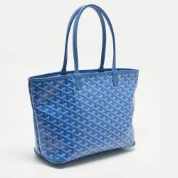 Pre Owned Goyard Artois PM Blue Goyardine Coated Canvas Tote