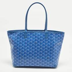 Pre Owned Goyard Artois PM Blue Goyardine Coated Canvas Tote