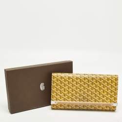 Pre Owned Goyard Monte Carlo Bois Yellow Goyardine Coated Canvas and Leather Clutch