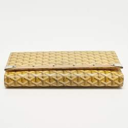 Pre Owned Goyard Monte Carlo Bois Yellow Goyardine Coated Canvas and Leather Clutch