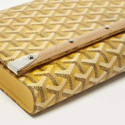Pre Owned Goyard Monte Carlo Bois Yellow Goyardine Coated Canvas and Leather Clutch