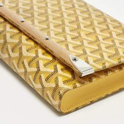 Pre Owned Goyard Monte Carlo Bois Yellow Goyardine Coated Canvas and Leather Clutch
