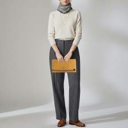 Pre Owned Goyard Monte Carlo Bois Yellow Goyardine Coated Canvas and Leather Clutch