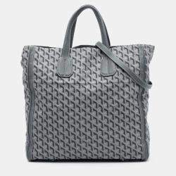 Pre Owned Goyard Grey Calf Leather, Coated Canvas Goyardine Voltaire