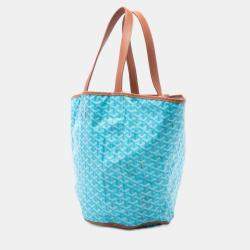 Pre Owned Goyard Blue Goyardine Reversible Belharra Tote