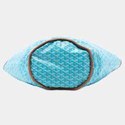 Pre Owned Goyard Blue Goyardine Reversible Belharra Tote