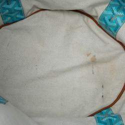 Pre Owned Goyard Blue Goyardine Reversible Belharra Tote