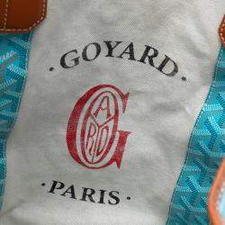 Pre Owned Goyard Blue Goyardine Reversible Belharra Tote