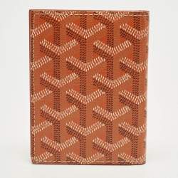 Pre Owned Goyard Saint Marc Orange Goyardine Coated Canvas Card Holder  