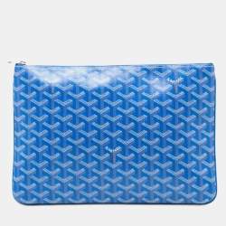 Pre Owned Goyard Blue Goyardine Senat MM