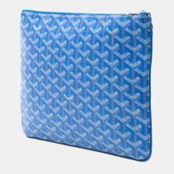 Pre Owned Goyard Blue Goyardine Senat MM
