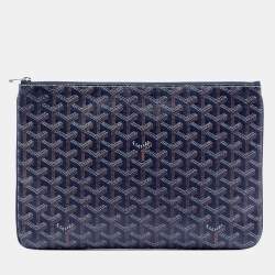 Pre Owned Goyard Blue Goyardine Senat MM