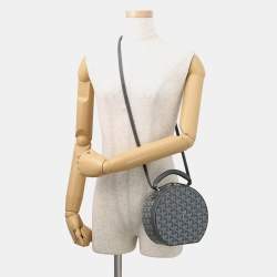 Pre Owned Goyard Alto Hat Box Trunk PM Grey Goyardine Canvas Leather Trunk Bag