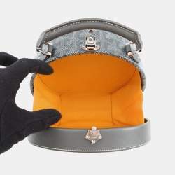 Pre Owned Goyard Alto Hat Box Trunk PM Grey Goyardine Canvas Leather Trunk Bag