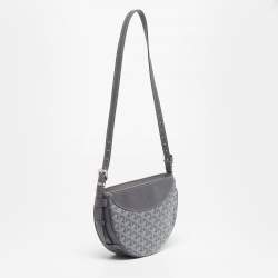 Pre Owned Goyard Hirondelle Grey Goyardine Coated Canvas and Leather Shoulder Bag