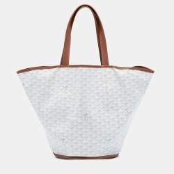 Pre Owned Goyard White Goyardine Reversible Belharra Tote